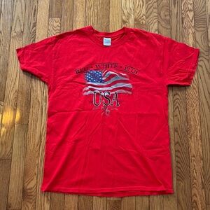 Gildan Heavy Cotton Patriotic America USA Tee Flag Fourth of July L Independence